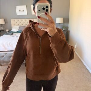 lululemon athletica chocolate brown, half zip hoodie